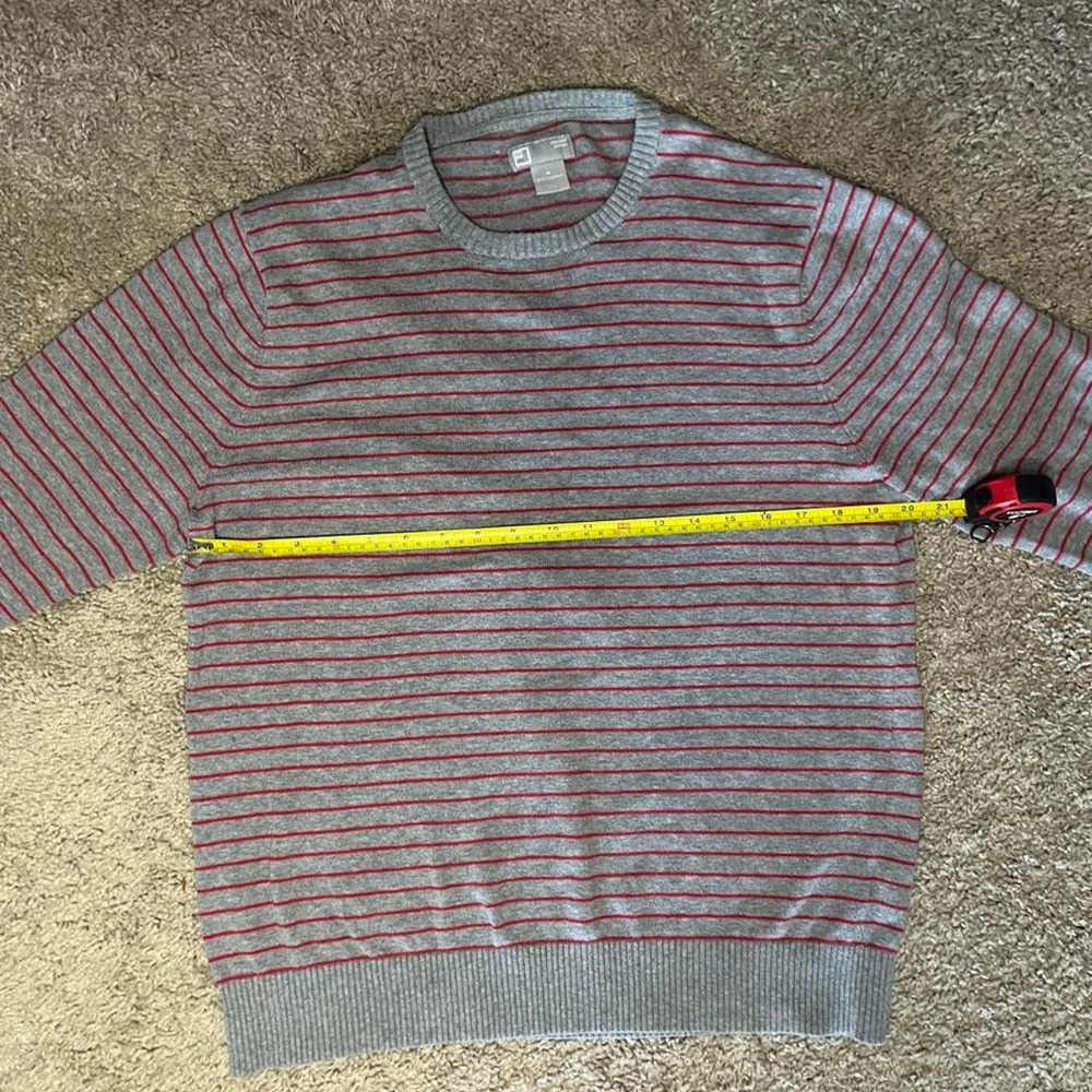 100% Cotton Gray and red striped cotton sweater in a M - Picture 4 of 8